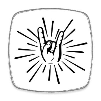 Rock 'N' Roll Musik Rocker Handzeichen - Viereckiger Kühlschrankmagnet - Weiß - Vorne