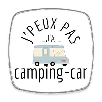 j'peux pas j'ai camping-car - Magnet carré - blanc - Devant