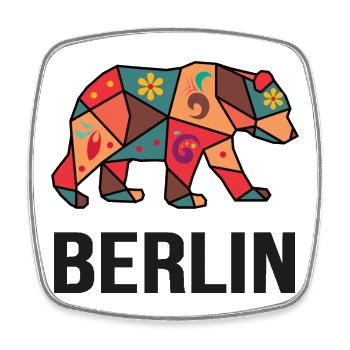 Motif géométrique d’ours de Berlin - I love Berlin - Magnet carré - blanc - Devant