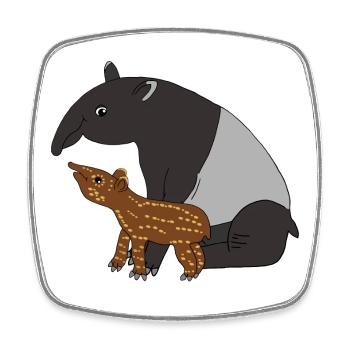 Tapir Familie Mutter Kind Baby Geschenk - Viereckiger Kühlschrankmagnet - Weiß - Vorne
