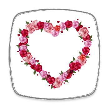 Roses Heart of shining roses and hearts - Square fridge magnet - white - Front