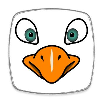 Vogelgesicht - Viereckiger Kühlschrankmagnet - Weiß - Vorne