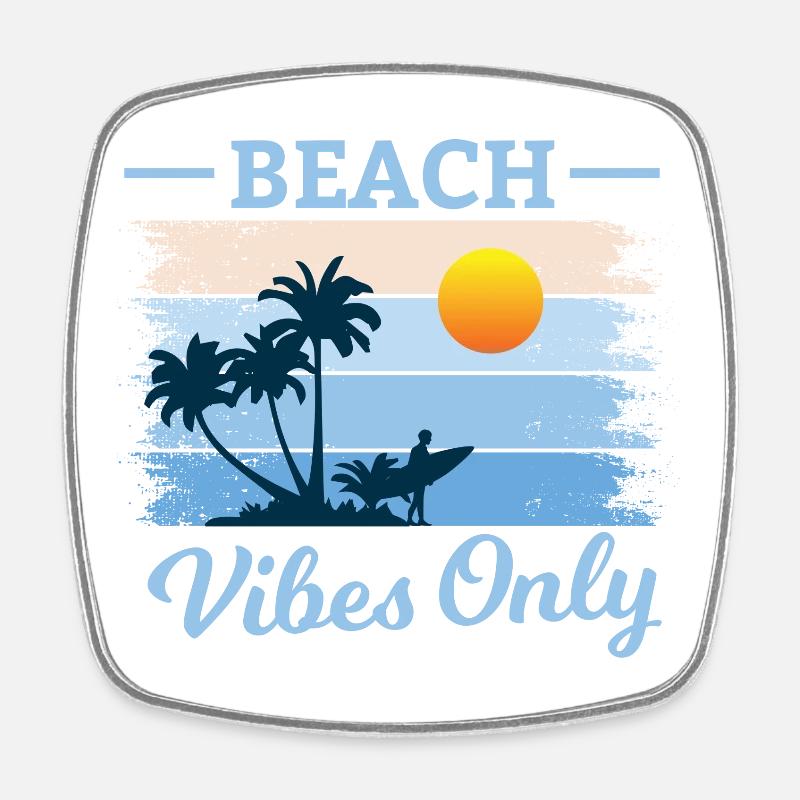 Beach Palm Tree Sunset Design - Square fridge magnet - white