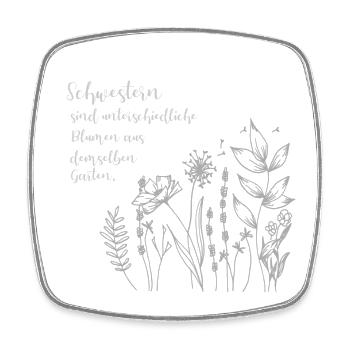 Sisters' saying with wildflowers - Square fridge magnet - white - Front