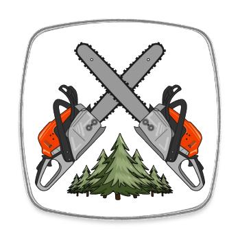 Kettensäge Cross Wald - Viereckiger Kühlschrankmagnet - Weiß - Vorne