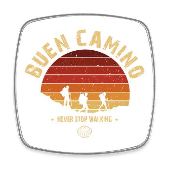 Buen Camino de Santiago Vintage Badge - Square fridge magnet - white - Front