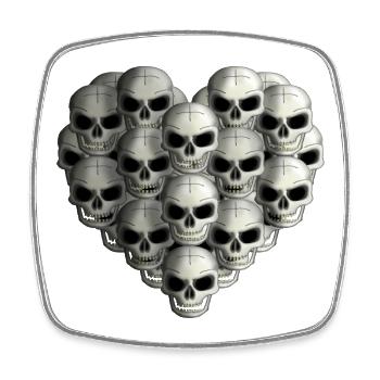 Skulls Heart R6Z - Square fridge magnet - white - Front