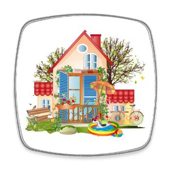 Maison de rêve pour tomber amoureux - Villa avec grand jardin - Magnet carré - blanc - Devant