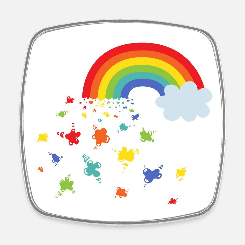 Arc-en-ciel et taches de couleur - Magnet carré - blanc