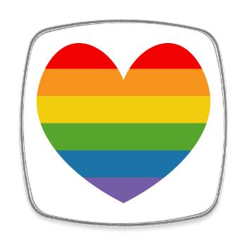 arc-en-ciel drapeau coeur coeur LGBT lgbtqi queer - Magnet carré - blanc - Devant