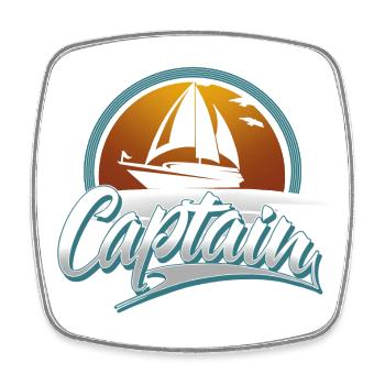 Capitaine Bateau à moteur Voilier Bateau Bateau - Magnet carré - blanc - Devant