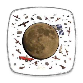 Space Junkie - Square fridge magnet - white - Front