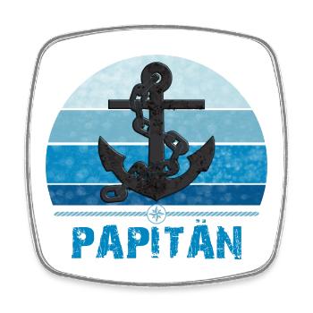 PAPITÄN - Papa, der Kapitän und Anker - Geschenk - Viereckiger Kühlschrankmagnet - Weiß - Vorne