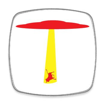 UFO abduction of a bull - Square fridge magnet - white - Front