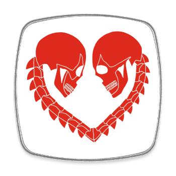 Red Skull Heart - Square fridge magnet - white - Front