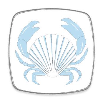Crabe bleu - Magnet carré - blanc - Devant
