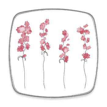 Rosa Blumen - Viereckiger Kühlschrankmagnet - Weiß - Vorne