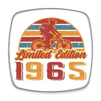 Bicycle Cyclist Bike Birthday Year of construction 1965 - Square fridge magnet - white - Front