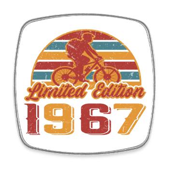 Cyclist Bike Cyclist Bicycle Built in 1967 - Square fridge magnet - white - Front