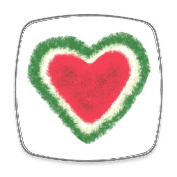 Melone, Wassermelone, Aquarell, Herz - Viereckiger Kühlschrankmagnet - Weiß - Vorne