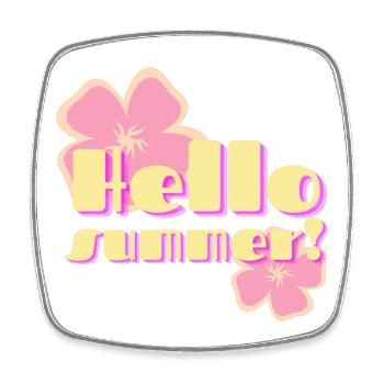 Hallo Sommer-Retro-Pastellblumen - Viereckiger Kühlschrankmagnet - Weiß - Vorne
