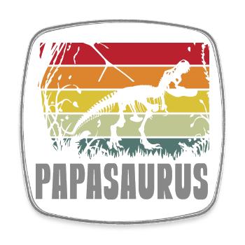 Papasaurus Papa Dinosaure Fête des Pères Journée des Hommes - Magnet carré - blanc - Devant
