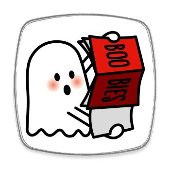 Boobies BOO BIES cheeky Halloween erotic magazine - Square fridge magnet - white - Front