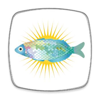 strahlender Fisch in zarten Pastell Farben - Viereckiger Kühlschrankmagnet - Weiß - Vorne