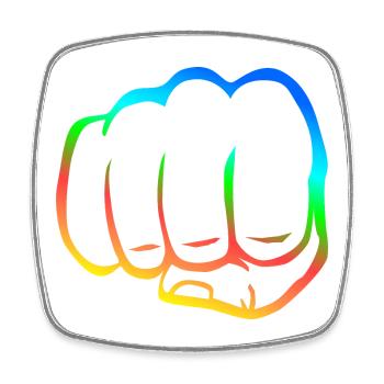 Geballte Faust bunt fist bump cool Logo Symbol - Viereckiger Kühlschrankmagnet - Weiß - Vorne