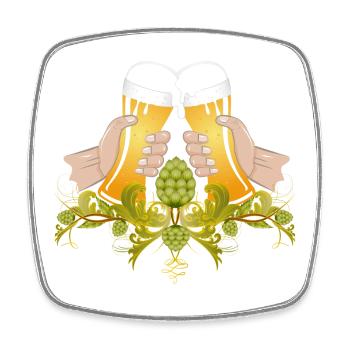 zwei gefüllte Biergläser Zum Anstoßen Prost - Viereckiger Kühlschrankmagnet - Weiß - Vorne