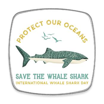 Save The Whale Sharks - Protect Our Oceans - Square fridge magnet - white - Front