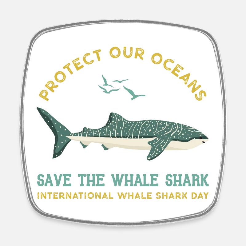 Save The Whale Sharks - Protect Our Oceans - Square fridge magnet - white