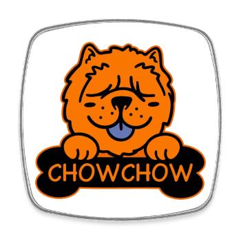 Chow chow et os - Magnet carré - blanc - Devant