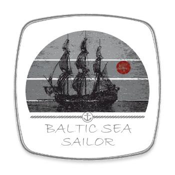 DarssCoast - Baltic Sea Sailor - Viereckiger Kühlschrankmagnet - Weiß - Vorne