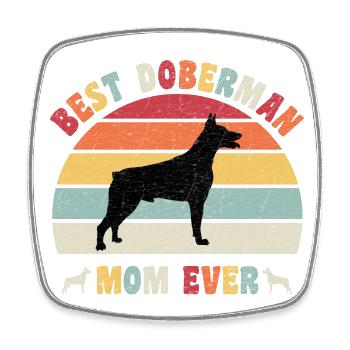 Best Doberman Mom ever dog lovers vintage retro - Square fridge magnet - white - Front