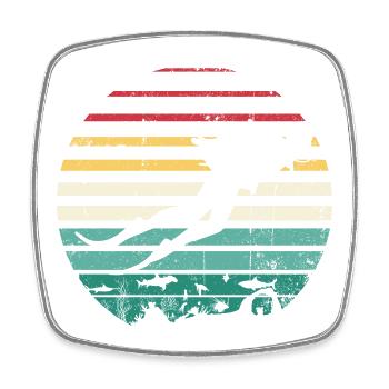 T-shirt Silhouette Retro Sunset Surf - Magnet carré - blanc - Devant