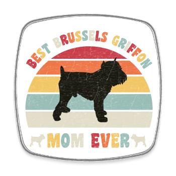 Meilleure maman Griffon de Bruxelles jamais amateurs de chiens vintage - Magnet carré - blanc - Devant