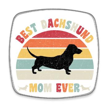 Meilleure maman teckel jamais amateurs de chiens vintage rétro - Magnet carré - blanc - Devant