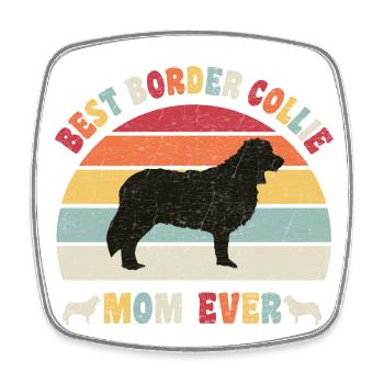 Best Border Collie mom ever dog lovers vintage - Square fridge magnet - white - Front