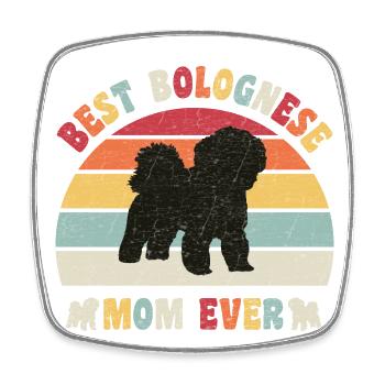 Best Bolognese mom ever dog lovers vintage retro - Viereckiger Kühlschrankmagnet - Weiß - Vorne