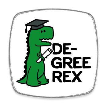 T-Rex Lustige Abschluss Geschenk Degree Rex Diplom - Viereckiger Kühlschrankmagnet - Weiß - Vorne