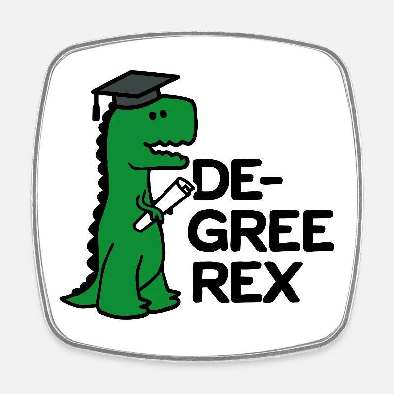 T-Rex Lustige Abschluss Geschenk Degree Rex Diplom - Viereckiger Kühlschrankmagnet - Weiß