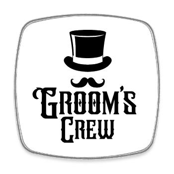 Groom’s Crew Top Hat Moustache Mens Enterrement de vie de garçon - Magnet carré - blanc - Devant