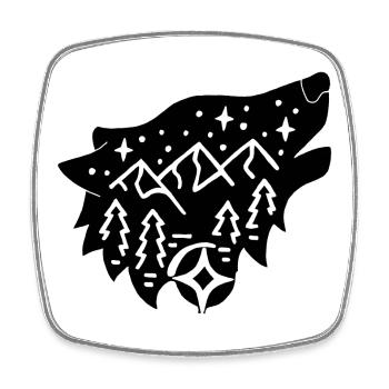 Black wolf totem of nature - Square fridge magnet - white - Front