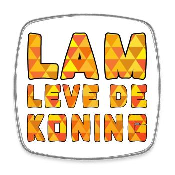 Lamm lebe der König! Königstag Orange oben # - Viereckiger Kühlschrankmagnet - Weiß - Vorne