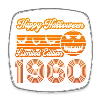 Pumpkin Halloween Birthday Year 1960 Vintage - Square fridge magnet - white - Front