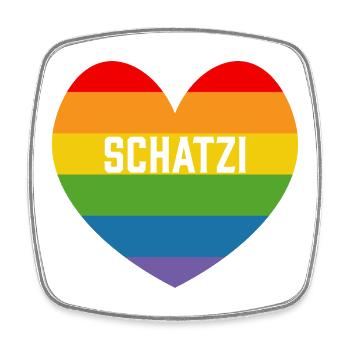 Regenbogenherz Schatzi LGBT lgbtqi queer - Viereckiger Kühlschrankmagnet - Weiß - Vorne