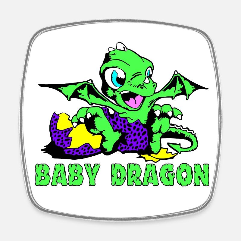 baby dragon unique art - Square fridge magnet - white