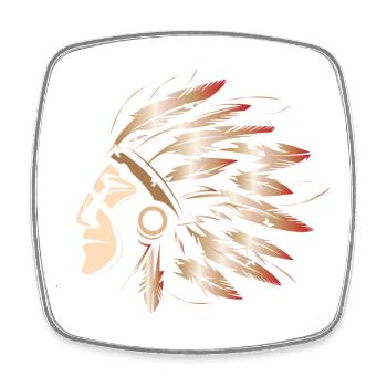 Indianer Symbol Illustration Farben Häuptling icon - Viereckiger Kühlschrankmagnet - Weiß - Vorne
