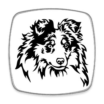 Sheltie Kopf - Viereckiger Kühlschrankmagnet - Weiß - Vorne